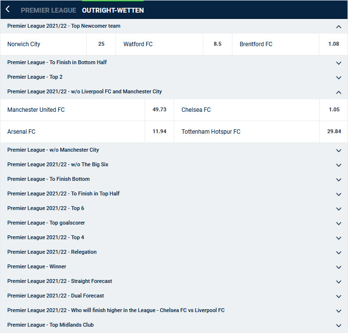 Bei den Langzeitwetten zur Premier League legt 20Bet ordentlich vor.