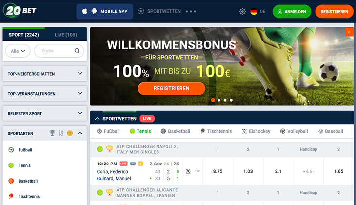 20Bet Sportwetten