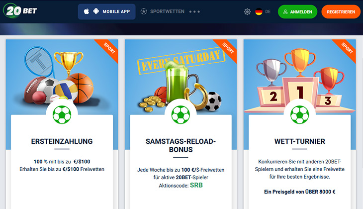 20Bet Wettaktionen