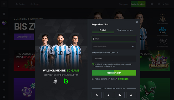 BC Game Wettkonto eröffnen