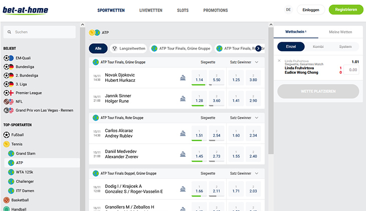 Bet-at-home ATP Tenniswetten