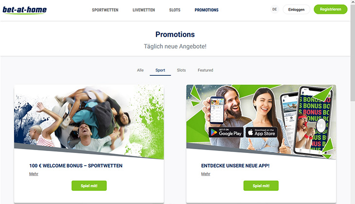 Bet-at-home Sportwetten Promotions
