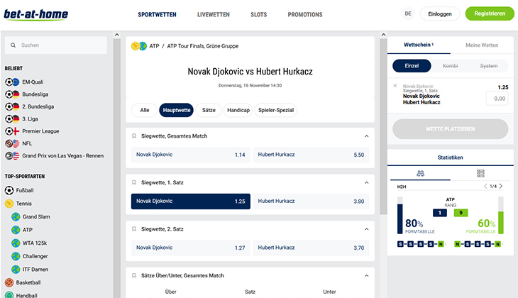 Bet-at-home ATP Finals Tenniswetten