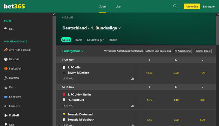 Bet365 Bundesliga Wetten