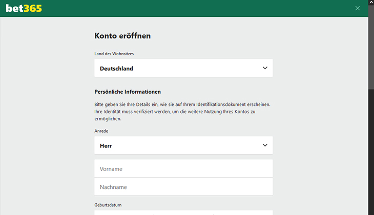 Bet365 Wettkonto eröffnen