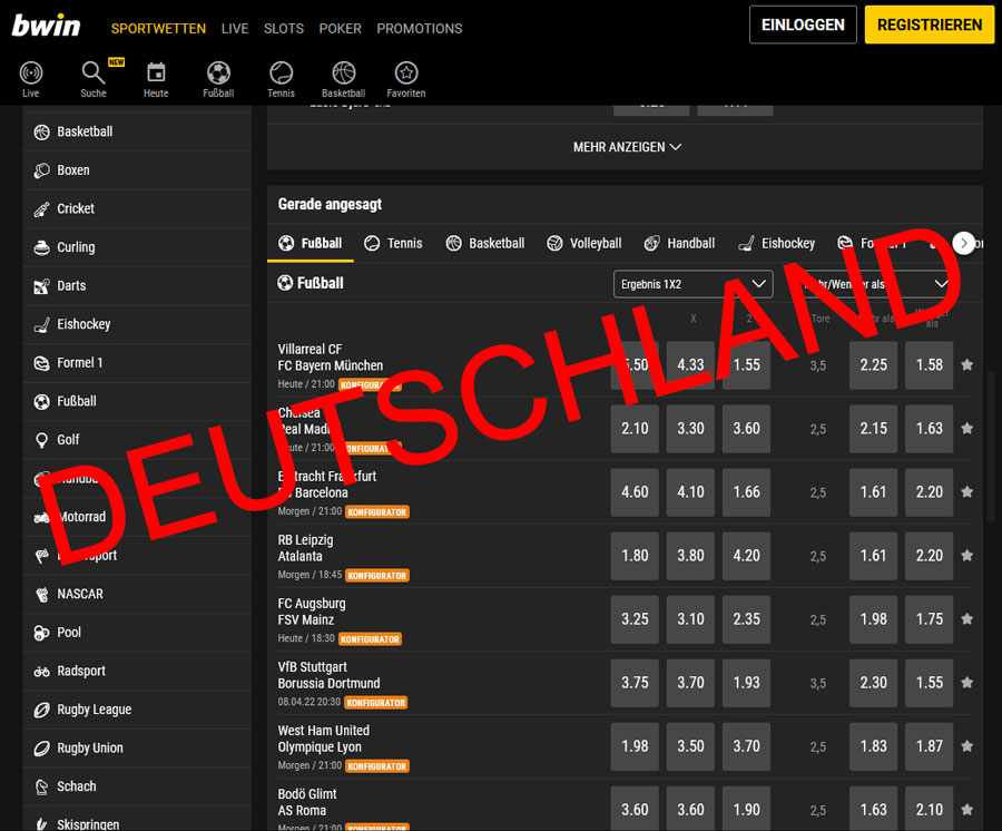 Bwin Wettprogramm Deutschland