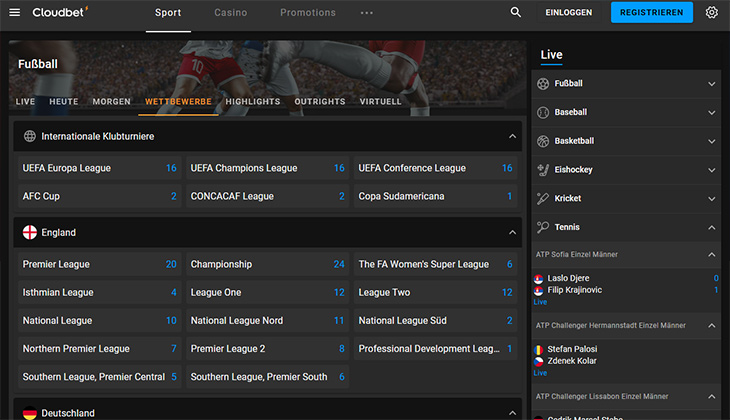 Cloudbet Fussball Wetten