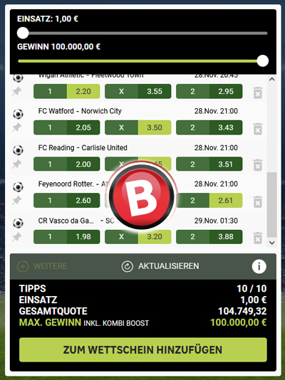 Screenshot: Der Bet-Builder "CrazyBet" bei CrazyBuzzer.