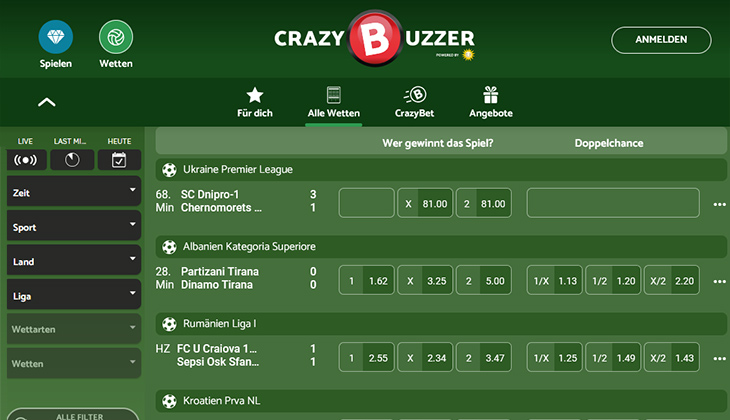 CrazyBuzzer Sportwetten