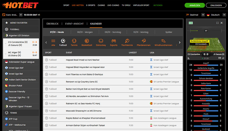 Hot.Bet Livewetten Kalender