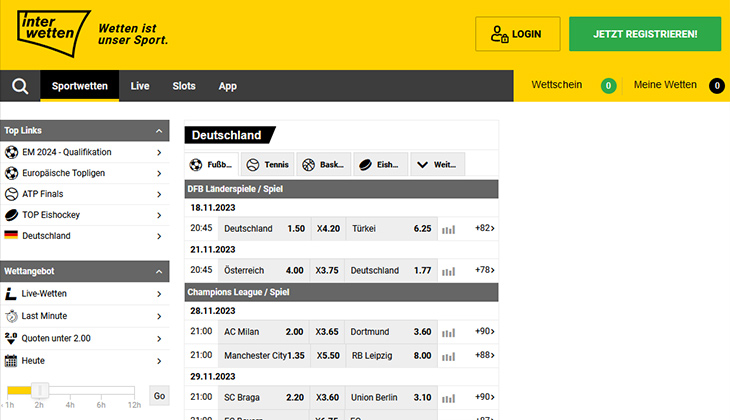 Interwetten deutscher Sport