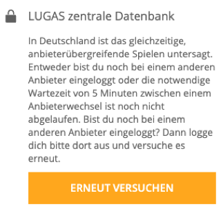 LUGAS Parallelspiel Meldung