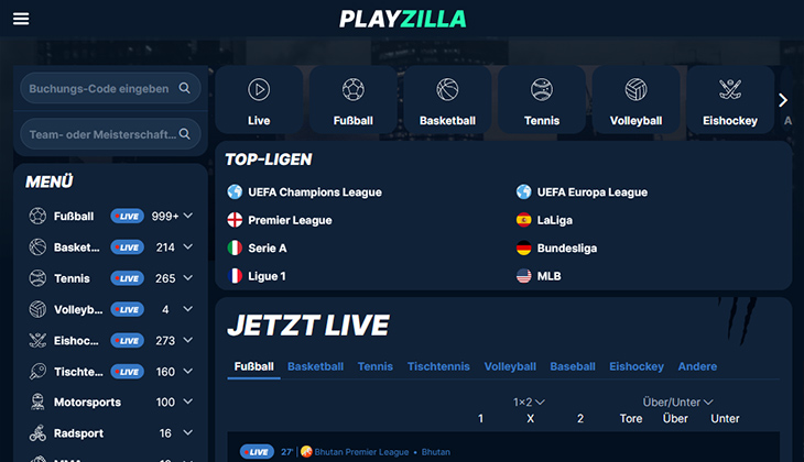 Playzilla Sportwetten Angebot