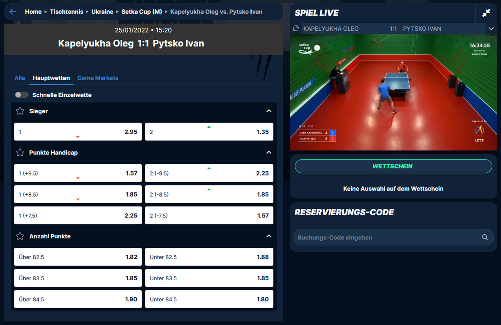 Live Streams sind Teil des Tischtennis-Angebots von Playzilla.