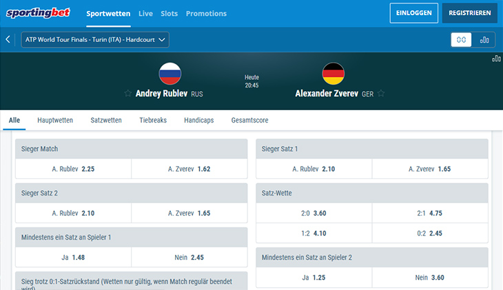 Sportingbet Tenniswetten