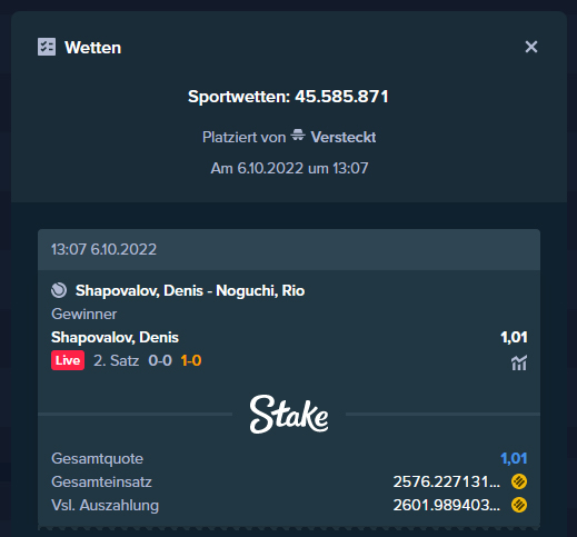Stake High Roller Beispiel