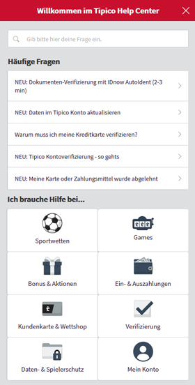 Tipico Hilfe Center - FAQ