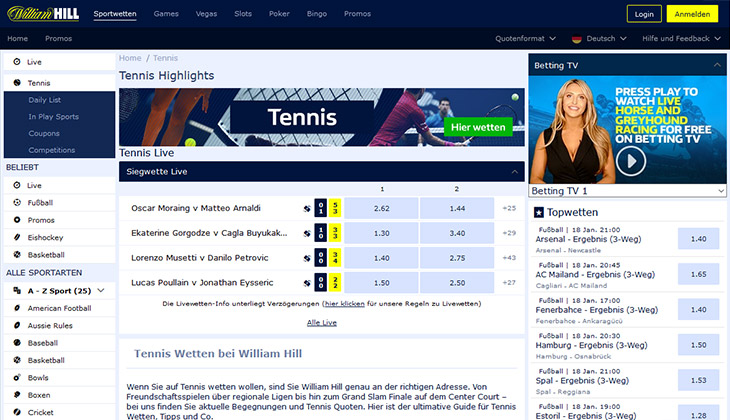 William Hill Tenniswetten